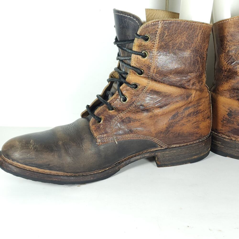 Bed Stu Protege Men's US8 Brown Leather Distressed Cap Toe Trek Combat Boots - Picture 5 of 16
